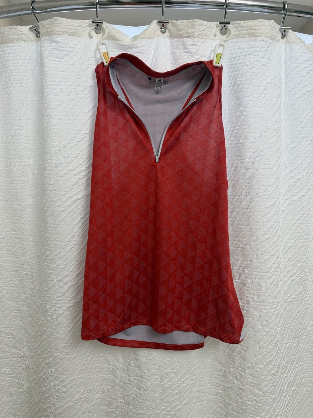 adidas Red Geometric Zip-Front Athletic Tank